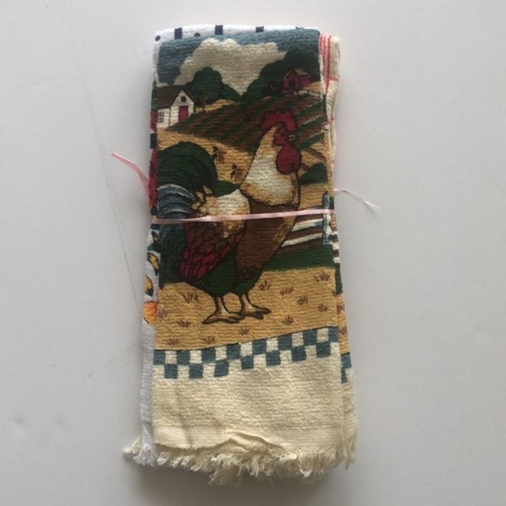 Kitchen Tea Towels set of 3, fringed 23" x 16"